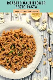 A Delicious Rich And Creamy Pesto Sauce Made From Smoky Roasted Cauliflower And Cheddar Cheese There S An Roasted Cauliflower Pesto Pasta Best Pasta Recipes