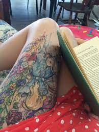 If you happen to be a fearsome lycanthrope (that's the fancy word for werewolf) then a full moon is your time to shine! My Thigh Piece From My Favourite Book Alice In Wonderland Tattoos Rock Wonderland Tattoo Alice And Wonderland Tattoos Leg Tattoos