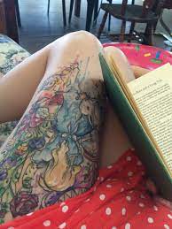 Large arm sleeve tattoo alice in wonderland waterproof temporary tatto sticker wolf rose body art full fake tatoo women men. My Thigh Piece From My Favourite Book Alice In Wonderland Tattoos Rock Wonderland Tattoo Alice And Wonderland Tattoos Leg Tattoos