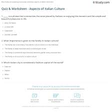 You can use this swimming information to make your own swimming trivia questions. Quiz Worksheet Aspects Of Italian Culture Study Com