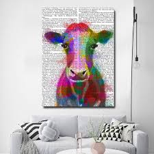 Two day free shipping on 1000s of products! Creative Watercolor Cow Painting Art Picture Modern Home Decor Colorful Cow Head Oil Painting On Canvas For Living Room Wall Decor Mural Art Painting Wish