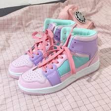 Came in good quality in 3 weeks. Pink Purple Blue Pastel Color Candies High Top Lace Up Sneakers Boots Shoes Pastel Shoes Pink Sneakers Baby Pink Shoes