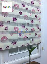 Mor Papatya Desenli Zebra Perde Pembe Mor Patlican Moru Mor Perde Zebra
