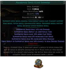 Awakened Spell Echo Support Poe Gem Drop