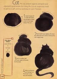 How To Paint A Black Cat Silhouette From The Book The Chinese Brush Painting Bible Sumi E Ilustraciones Disenos De Unas