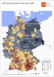 Regions and city list of germany with capital and administrative centers are marked. Map Of The Month Gfk Purchasing Power Germany 2020
