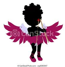 Little african american cupid girl. Little african american cupid girl on a  white background. | CanStock