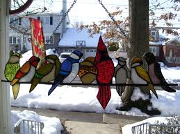 Birds On A Wire Stained Glass Stained Glass Bird On A Wire 2 Suncatcher Real Glass Picclick Com Stained Glass Birds Stained Glass Stained Glass Patterns