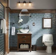 Blue And Brown Rustic Country Toilet Room Modern Farmhouse Bathroom Rustic Bathroom Designs Farmhouse Master Bathroom