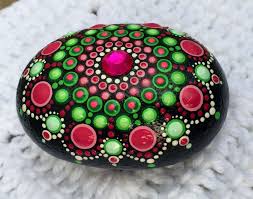 Excited To Share This Item From My Etsy Shop Handpainted Mandala River Stone Art Hippie Gift Zen Rock Dot Painting Mandala Stones Hippy Gifts