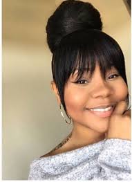 African American Black Ponytail Hairstyles With Bangs Pin By Laketa Massey On Ponytails With Images Ponytail Styles Black Bridesmaids Hairstyles Ponytail Hairstyles