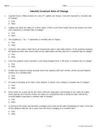 Slope rate change tables worksheet from constant rate of change worksheet, source:slideshare.net. Identify Constant Rate Of Change Grade 9 Free Printable Tests And Worksheets Helpteaching Com