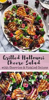 Grilled Halloumi Salad With Cherries Pickled Onions Recipe Grilled Halloumi Pickled Onions Recipes