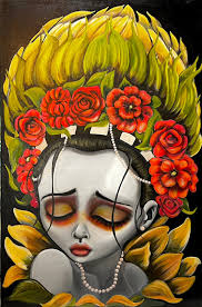 Bloom, Original Big Eyes Art by Lizzy Falcon