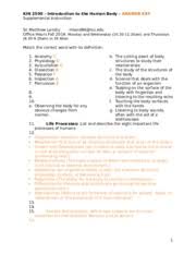 Kin 2500 Introduction To The Human Body Answer Key Test 1 Kin 2500 Introduction To The Human Body Answer Key Supplemental Instruction Si Matthew Course Hero