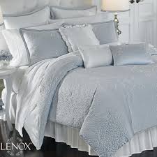 Black And White Striped Bed Skirt Queen Lenox French Perle Queen Bedskirt White Pale Blue Stripe Euc Lenox Traditional Black White Bedding White Bed Set Couples Bedding Set