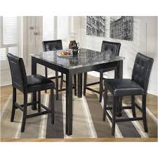 This rustic wooden dining table and matching benches are paired with smooth black shed ceiling and black walls that has a massive glass window across a. D154 223 Ashley Furniture Square Counter Table Set