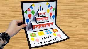 Make sure you're cutting out the full, symmetrical portion of the template. Diy Pop Up Cake Card Easy Birthday Card Greeting Cards For Birthday Simple Birthday Cards Happy Birthday Cards Diy Birthday Cards Diy