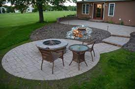This Cambridge Pavingstones With Armortec Fire Pit Is Perfect For Summer Nights Installation Green Acres Nursery And Garden Front Yard Fire Pit Fire Pit Kit