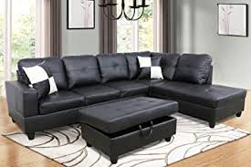 This cozy arm chair is upholstered in smooth fabric that sports a striking ikat print. Amazon Com Lifestyle Furniture 3 Piece Black Contemporary Leather Living Room Right Facing Sectional Sofa Set Furniture Decor