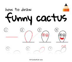 Cartoon cactus drawing for kids. How To Draw Funny Cartoon Cactus