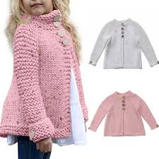 Details About Us Kids Toddler Baby Girls Long Sleeve Warm Sweaters Knitted Cardigan Outerwear