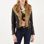 Fur Collar Biker Jacket - Warehouse
