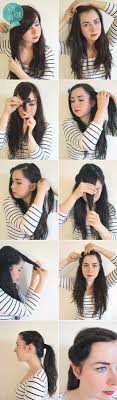 Four 50's hairstyles | poodle skirt costume ideas for halloween. Drei Drei Viertel Hairdo Tutorial 50s Hairstyles Diy Hairstyles
