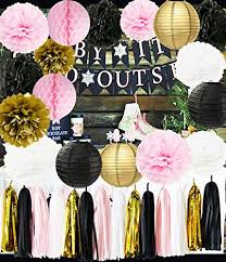 Mayen 30 pcs 12 inch black and white latex balloons set, black agate marble tie dye swirl balloons for birthday party decorations baby showers bachelorette party supplies balloon garland arch kit. Ooh La La Baby Shower Decorations Pink Gold White Black Paris Party Decorations Tissue Paper Pom Pom Honeycomb Ball Paper Lantern For Girls Birthday Decorations French Parisian Birthday Party Ideas Buy Online In Switzerland