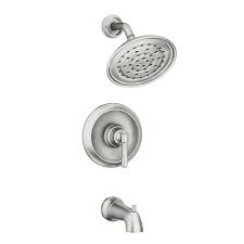 Moen Halle Spot Resist Brushed Nickel 1 Handle Bathtub And Shower Faucet With Valve Lowes Com Tub And Shower Faucets Shower Faucet Shower Tub