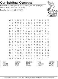 Have students hop to your commands (like an easter bunny): Our Spiritual Compass Word Search Puzzle Sunday School Lessons Sunday School Kids Holy Spirit Activities