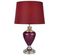 Table Lamp Hepburn Large Ceramic Red Fabric Shade Shiny Red Chrome Finish  58cm