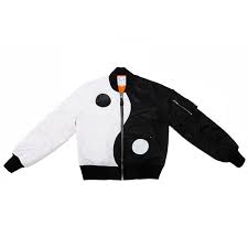 Black And Orange Bomber Jacket Womens Yin Yang Bomber Jacket By Made Me Nyc M Medium Military White Black Orange Baby Outerwear Military Coat Jackets For Women