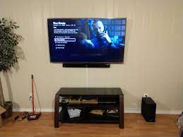 64 Tv On A Low Profile Mount Sound Bar Attached And Wires Concealed In A Cable Channel After Tv Wall Mounts Wall Mounted Tv Mounted Tv
