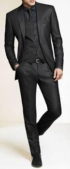 Choosing beach wedding attire for men is easy. All Black Outfit Ideas For Men How To Wear Black On Black Outfits Wedding Suits Men Black Mens Fashion Suits Slim Fit Suits