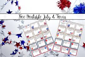 The trivia questions are listed below. Free Printable 4th Of July Trivia