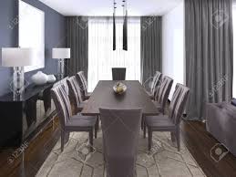 The dining room has always been one of the most important places in a house. Luxurious Modern Dining Room Boasts A Wood Dining Table Illuminated By A Pendant Lights And Surrounded