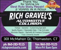 • medical insurance, dental insurance, vision insurance, short term disability, accident, fsa, medical gap, critical illness, and be the first to see new thomaston insurance $26,700 jobs. Rich Gravel S Auto Collision In Thomaston Ct 06787 Auto Body Shops Carwise Com