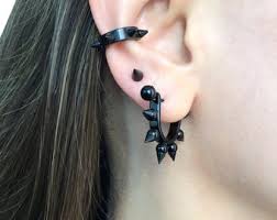 Spikes Hoops, Double Screw Earrings, Stainless Steel Earrings, Gothic  Jewelry, Hoop Earrings, Screw Closure Hoops,