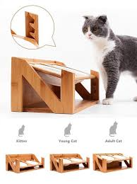 Quality Adjustable Elevated Cat Dining Table Titled Wooden Etsy In 2020 Cat Feeding Station Pets Pet Feeder