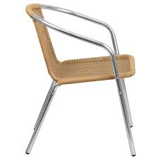 Beige Rattan Aluminum Restaurant Dining Room Chair In 2020 Aluminum Chairs Restaurant Chairs Flash Furniture