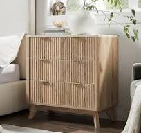 Amazon.com: T4TREAM Fluted 3 Drawers Nightstand, Oversized ...