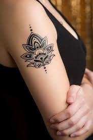 Henna Lotus Temporary Tattoo Henna Lotus Tattoo Neck Tattoo Tattoos