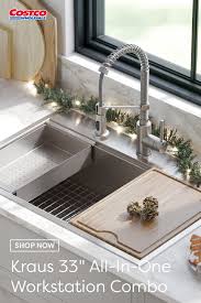 This farmhouse kitchen sink is a stainless steel kitchen sink which is a new twist on the classic apron front design. Kraus 33 All In One Workstation Sink And Faucet Combo In 2021 Workstation Sink Best Kitchen Sinks Contemporary Kitchen Sinks