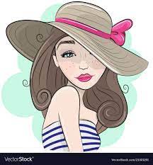 Portrait Of Cute Cartoon Girl With Straw Hat Download A Free Preview Or High Quality Adobe Illustrator Ai Eps Pd Cute Cartoon Girl Girl Cartoon Cute Cartoon