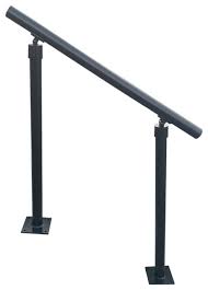 Measure the piece of pipe for your handrail against the posts to be sure of the size; Aluminum Round Pipe Stair Or Walkway Handrail W Round Posts Transitional Stair Parts By Madden Industries Houzz