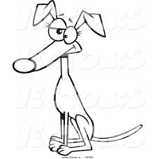 Dogs are very eager to work alongside humans. Vector Of A Seated Female Cartoon Greyhound Dog Coloring Page Outline By Toonaday 44405