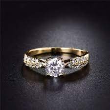 Clearance Gold Tone Cz Diamond Ring Jewelry Rings Engagement Wedding Ring Uk 14k Engagement Ring