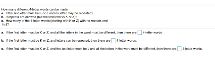 A list of four letter scrabble words starting with z. Solved How Many Different 4 Letter Words Can Be Made A I Chegg Com