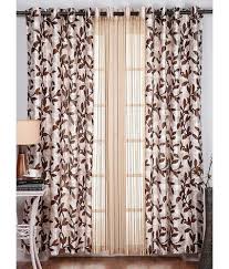 A curtain is a piece of cloth intended to block or obscure lights, or drafts or water in the case of a shower curtain, and they fulfil several important functions. Home Sizzler Brown Polyester Window Curtain Set Of 3 Floral Buy Home Sizzler Brown Polyester Window Curtain Set Of 3 Floral Online At Low Price Snapdeal